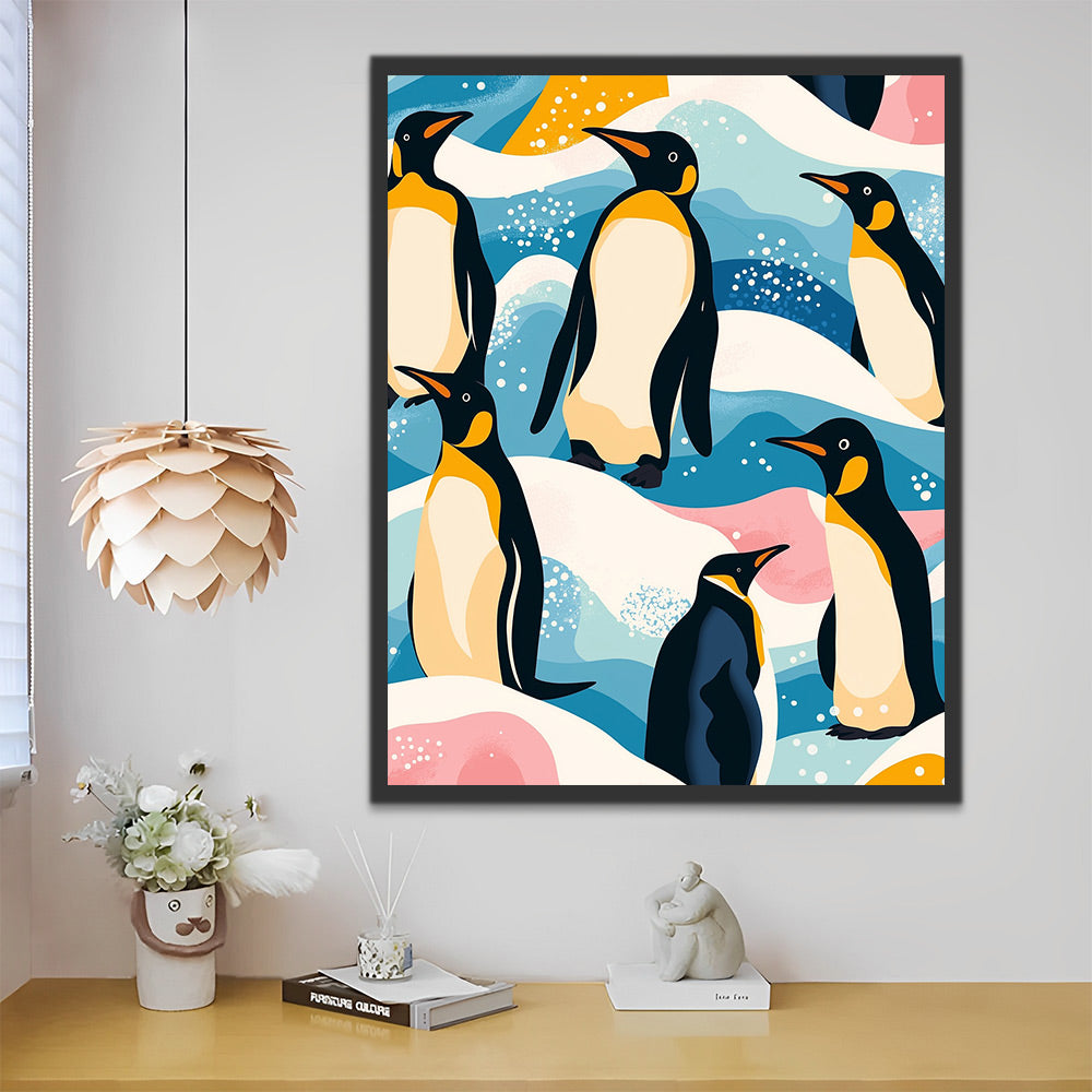 Pintura de Pingüinos en Nieve Pintar por Números
