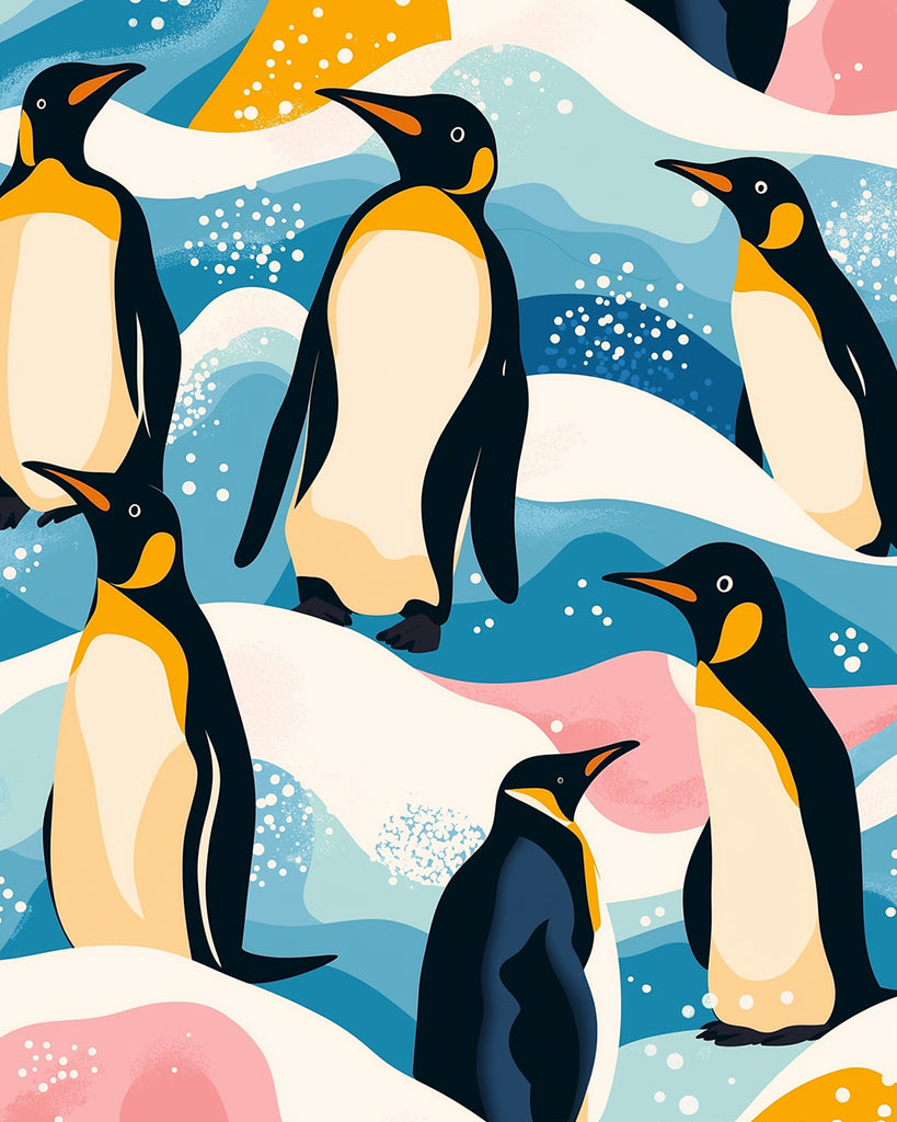 Pintura de Pingüinos en Nieve Pintar por Números