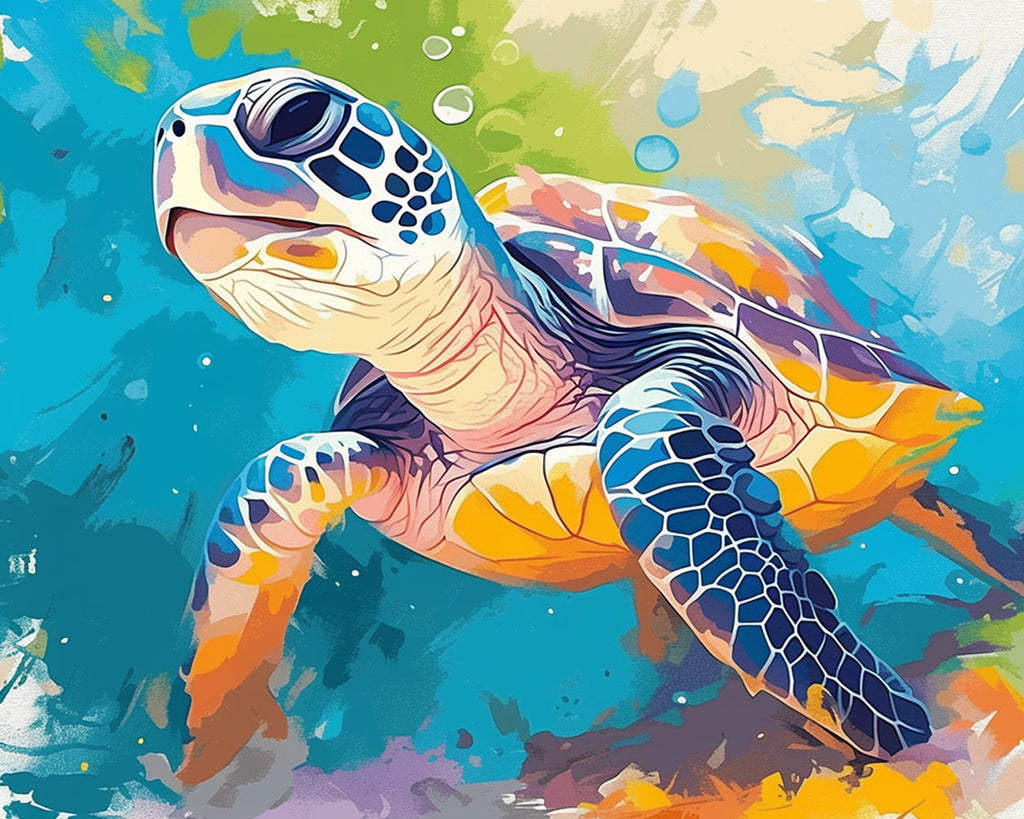 Pintura de Tortuga Marina en el Mar Pintar por Números