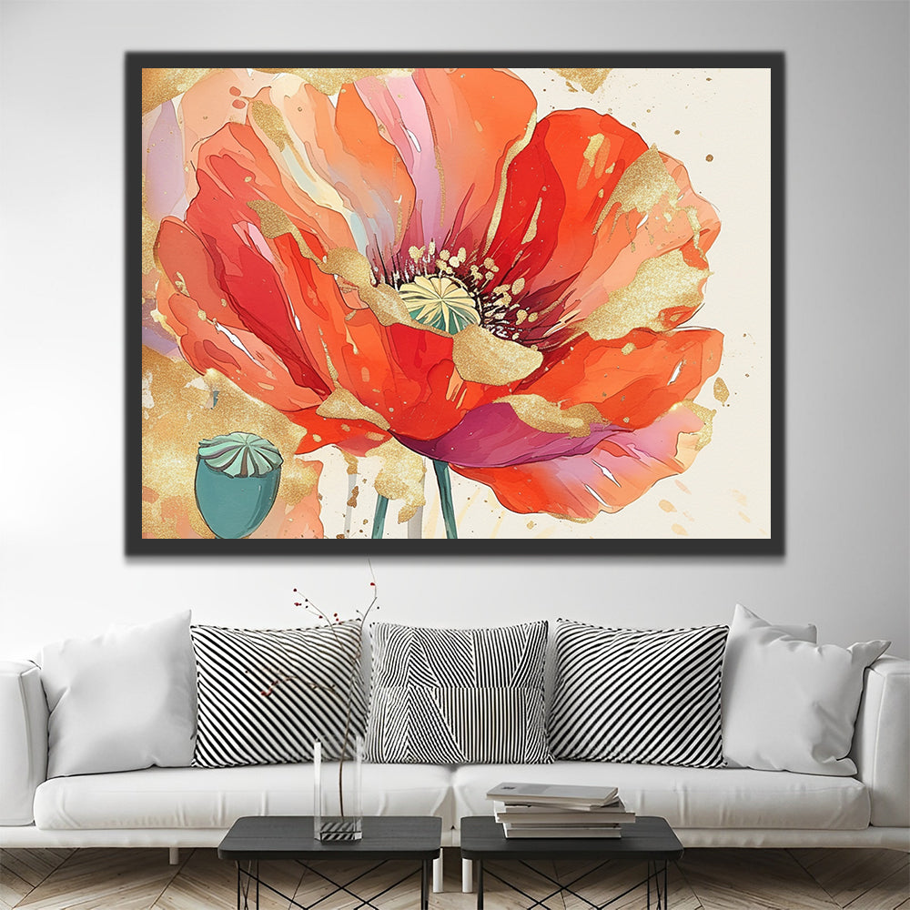 Pintura de una Amapola Roja y el Opio Pintar por Números