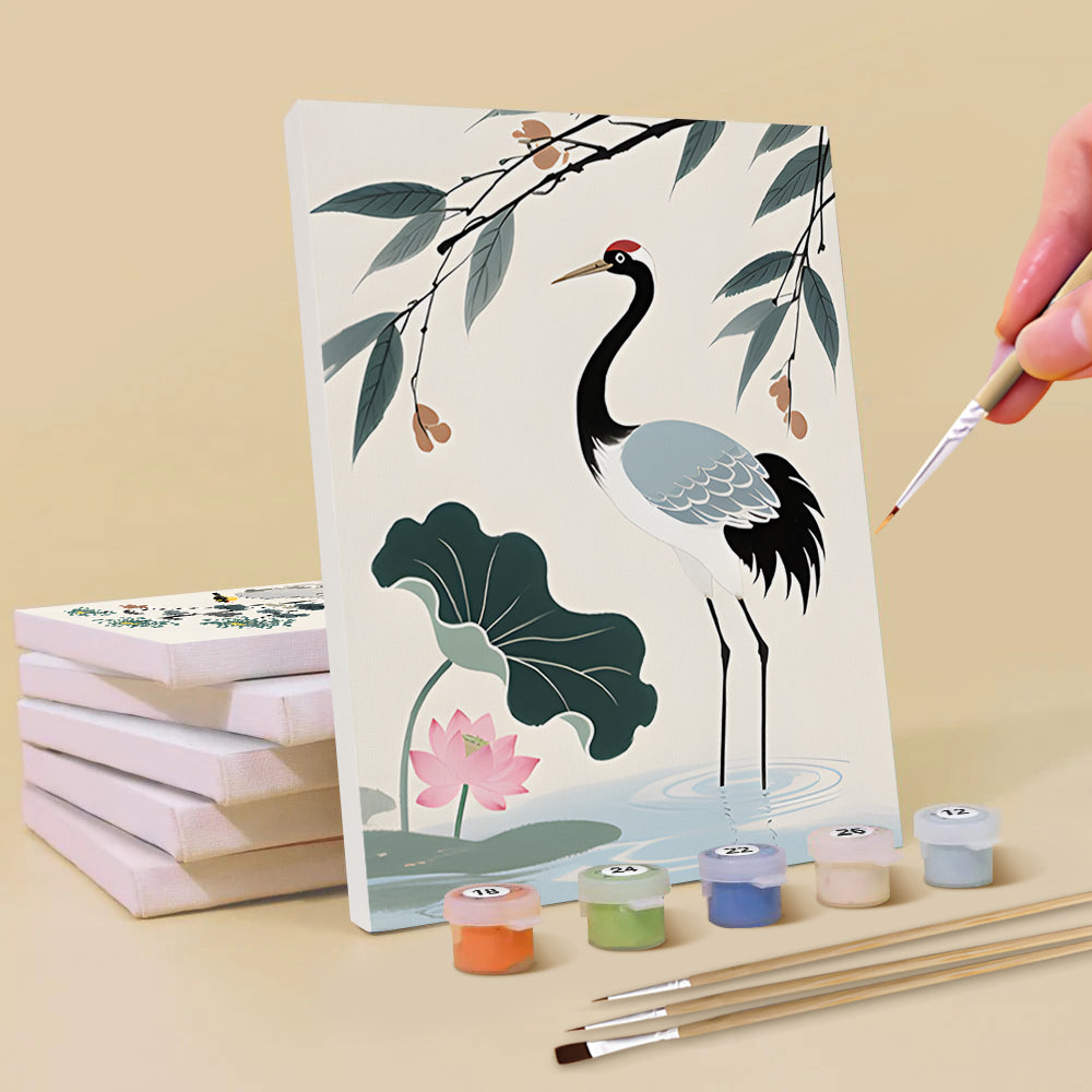Pintura en Tinta de Grullas y Bambú 6 Partes Mini Pintar por Números