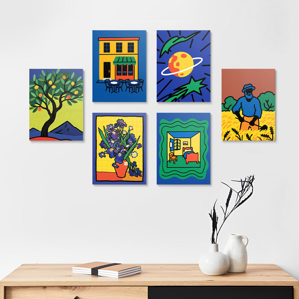 Pinturas al Estilo de Van Gogh 6 Partes Mini Pintar por Números