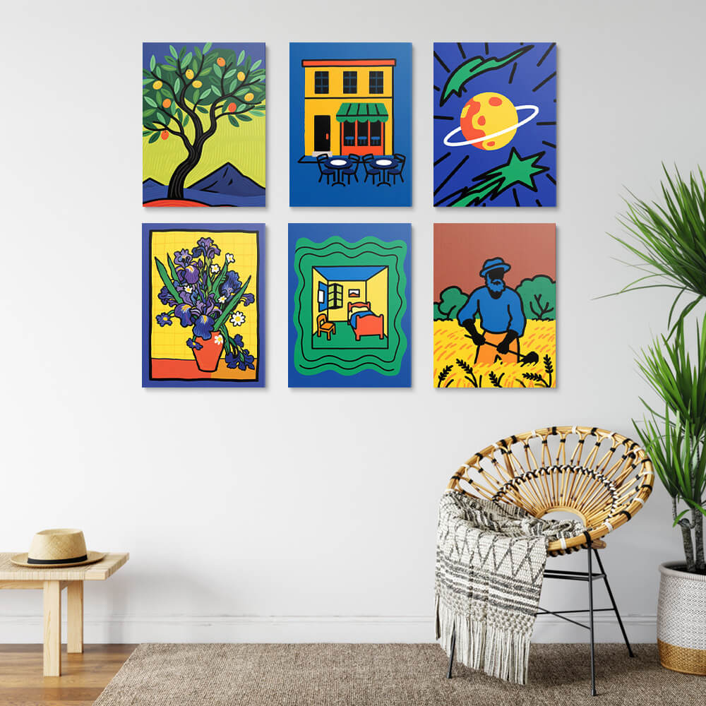 Pinturas al Estilo de Van Gogh 6 Partes Mini Pintar por Números