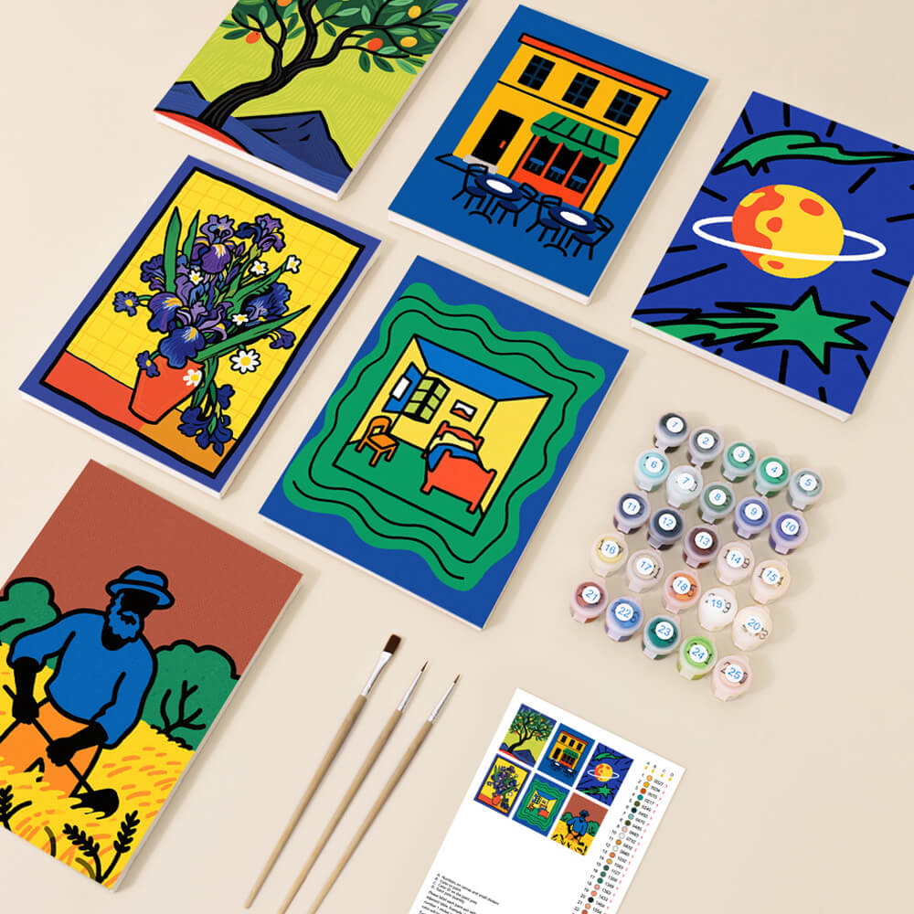Pinturas al Estilo de Van Gogh 6 Partes Mini Pintar por Números