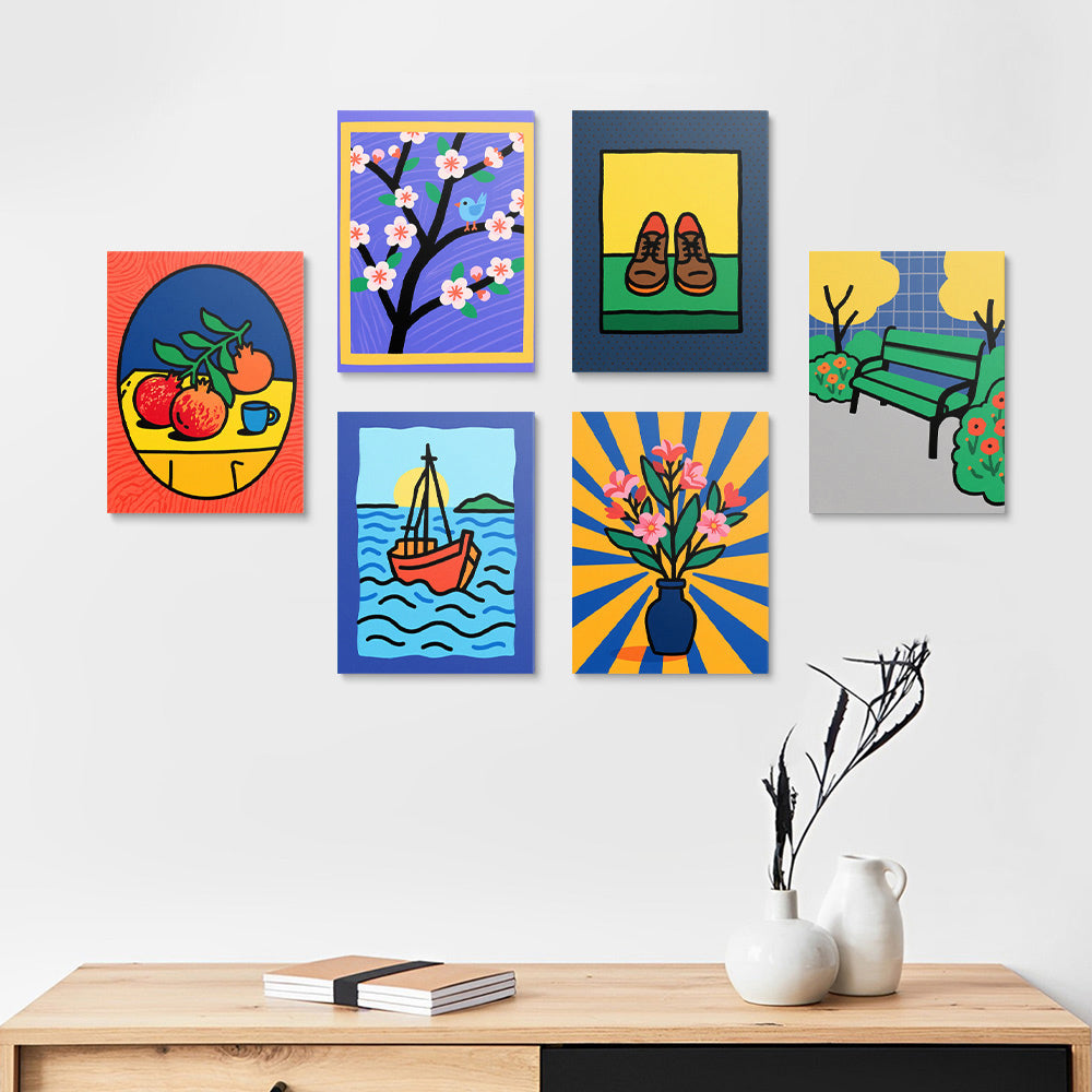 Pinturas de Bodegón 6 Partes Mini Pintar por Números