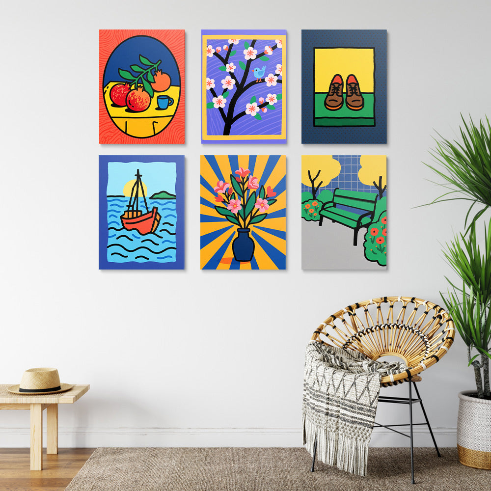 Pinturas de Bodegón 6 Partes Mini Pintar por Números
