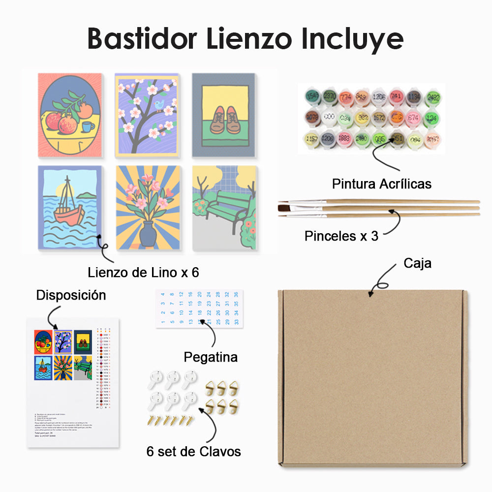 Pinturas de Bodegón 6 Partes Mini Pintar por Números
