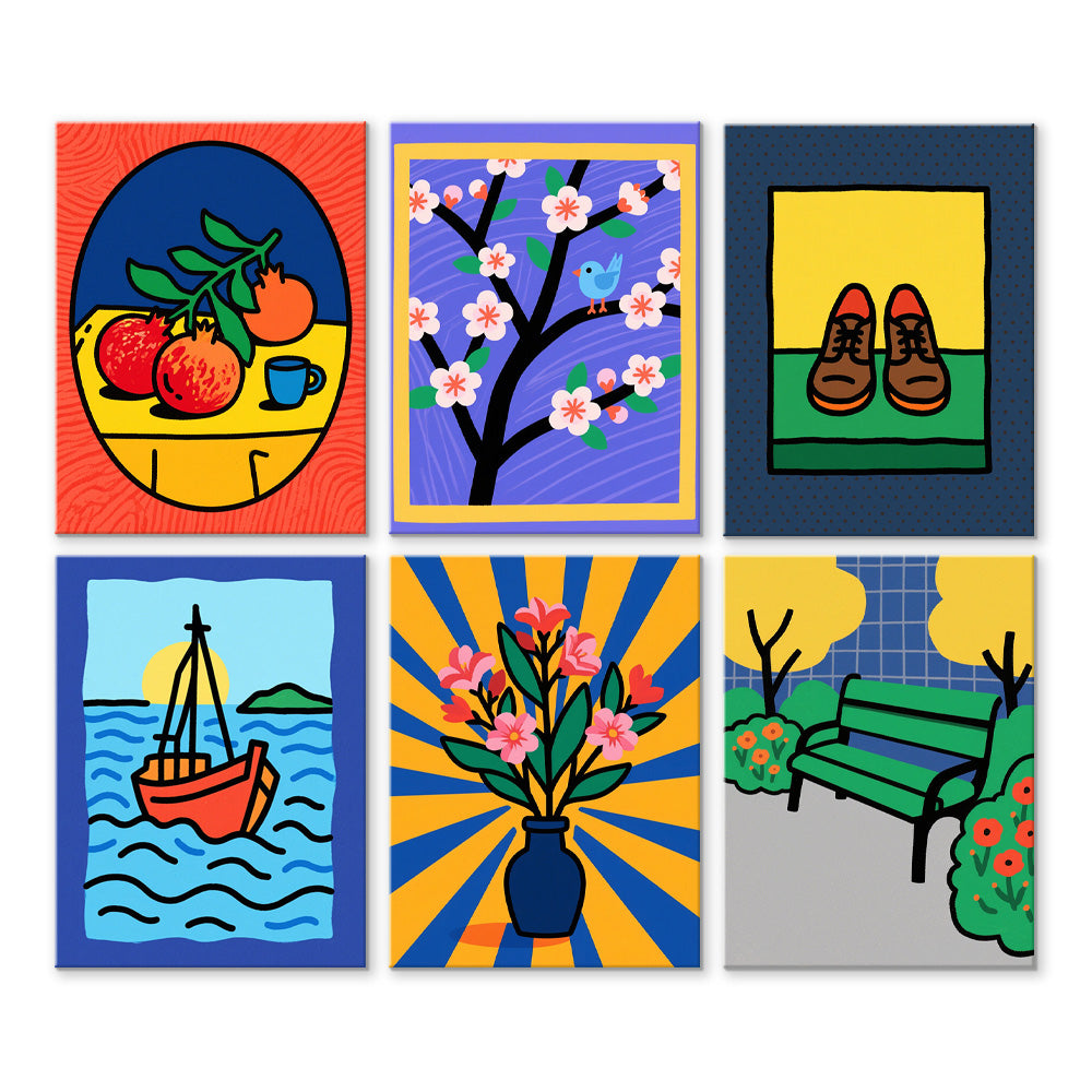 Pinturas de Bodegón 6 Partes Mini Pintar por Números