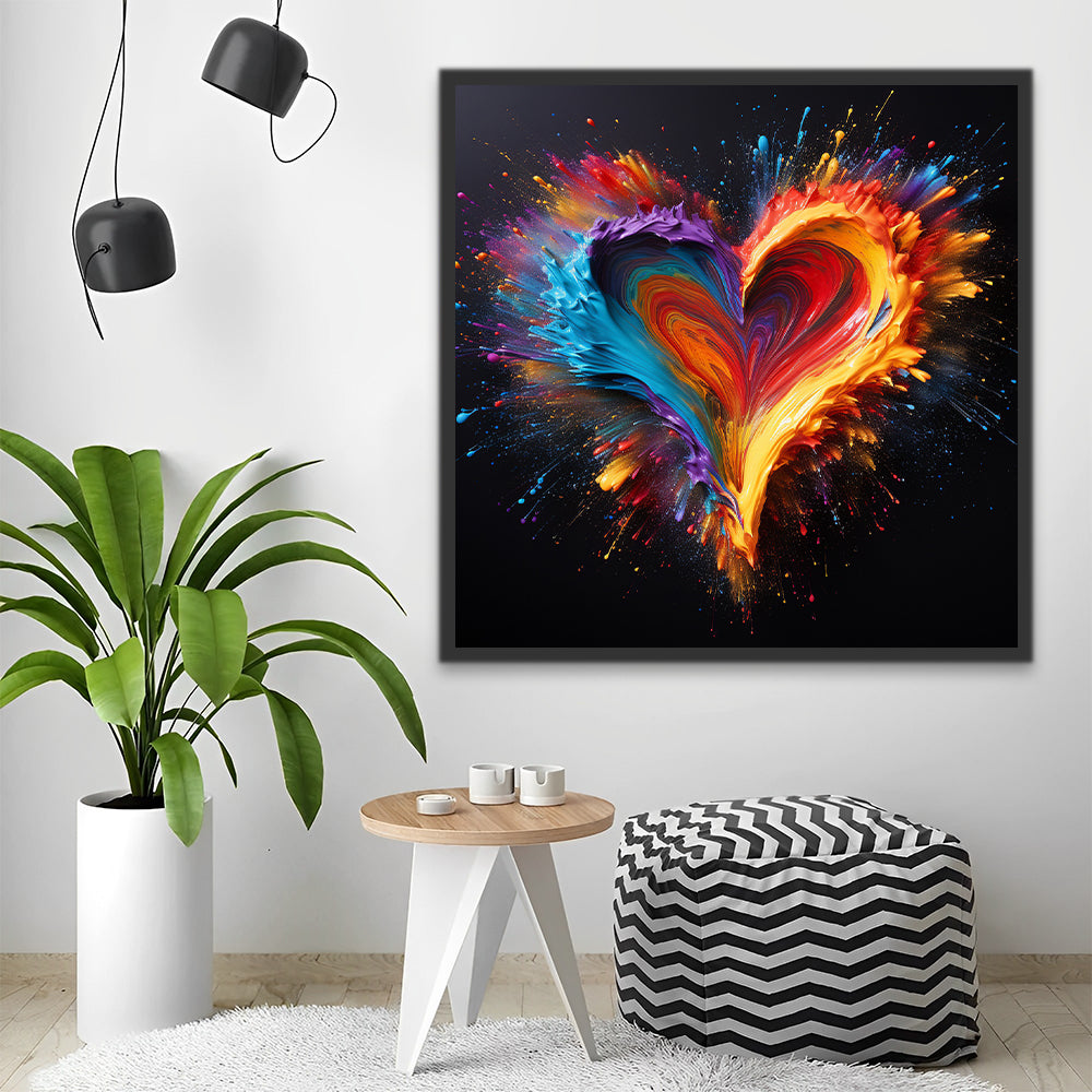 Pinturas de Color Salpicadas en Forma de Corazón Pintar por Números