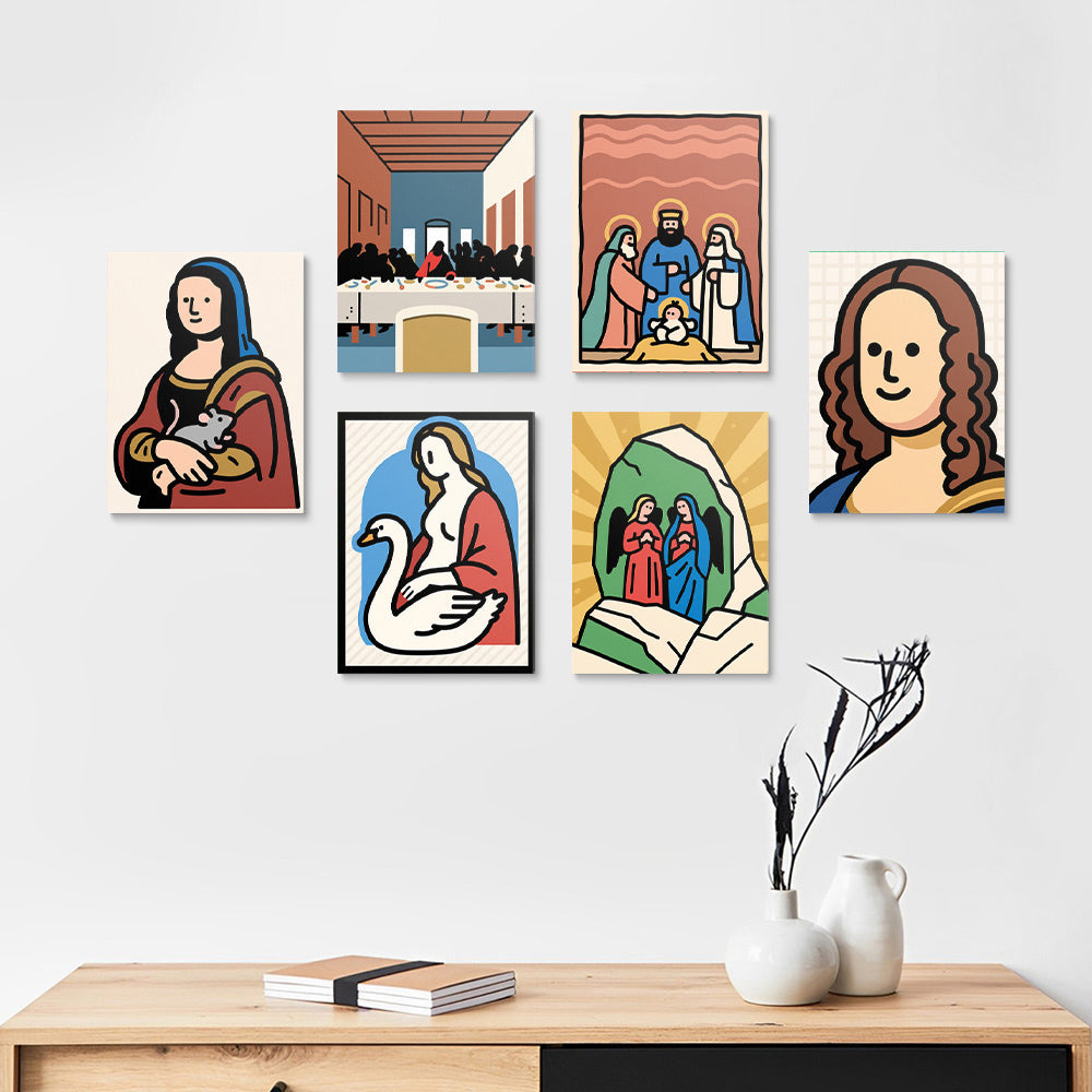 Pinturas Famosas Mundiales de Dibujos Animados 6 Partes Mini Pintar por Números
