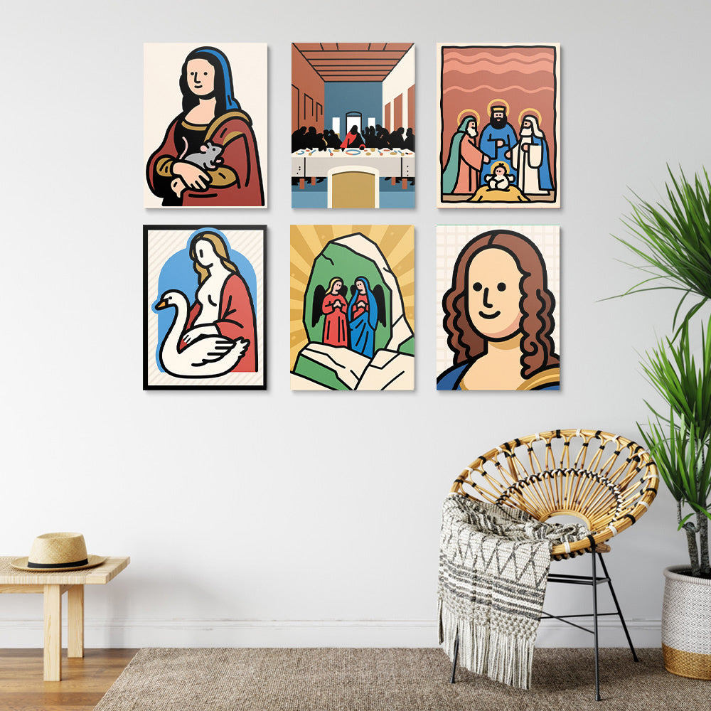 Pinturas Famosas Mundiales de Dibujos Animados 6 Partes Mini Pintar por Números