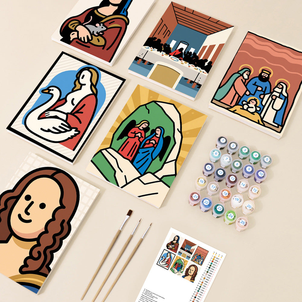 Pinturas Famosas Mundiales de Dibujos Animados 6 Partes Mini Pintar por Números