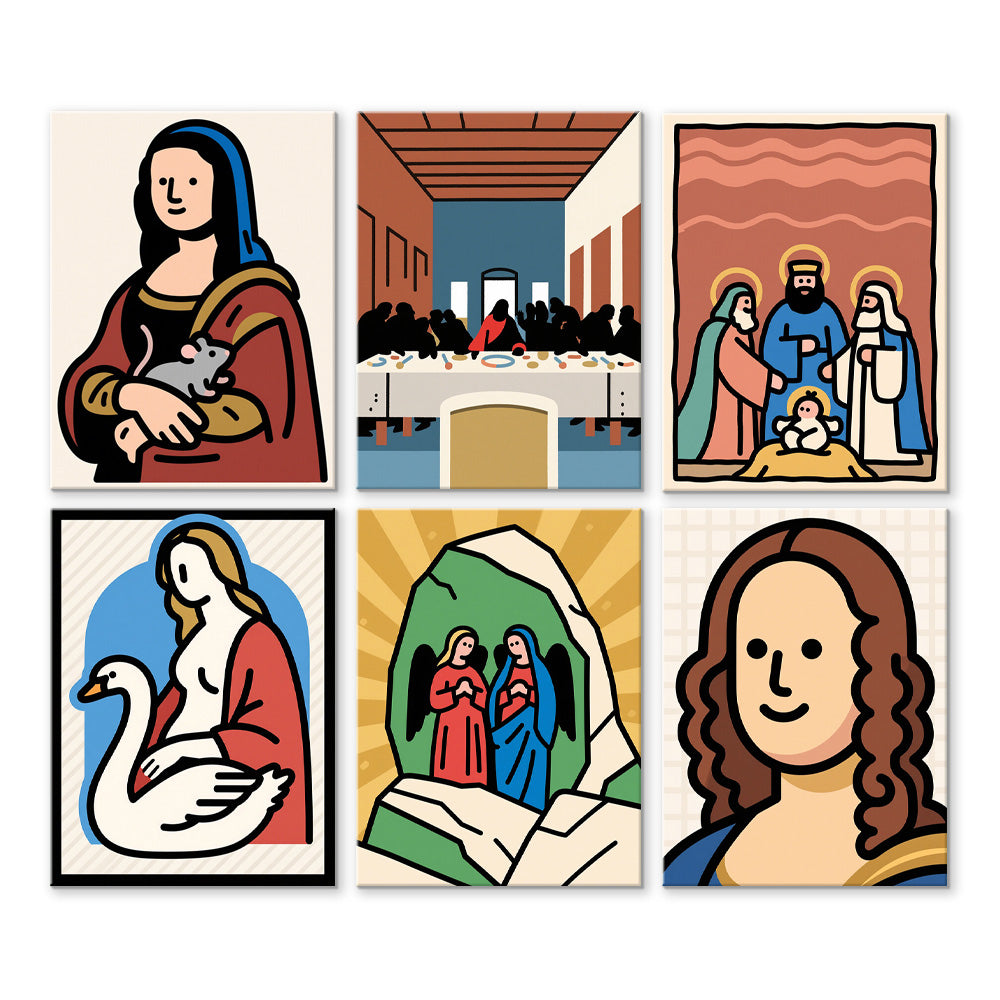 Pinturas Famosas Mundiales de Dibujos Animados 6 Partes Mini Pintar por Números