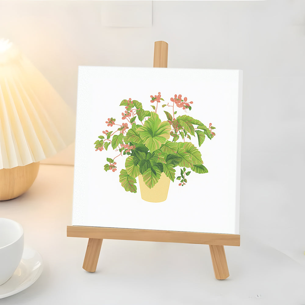 Planta con Hojas Verdes en Maceta Mini Pintar por Números