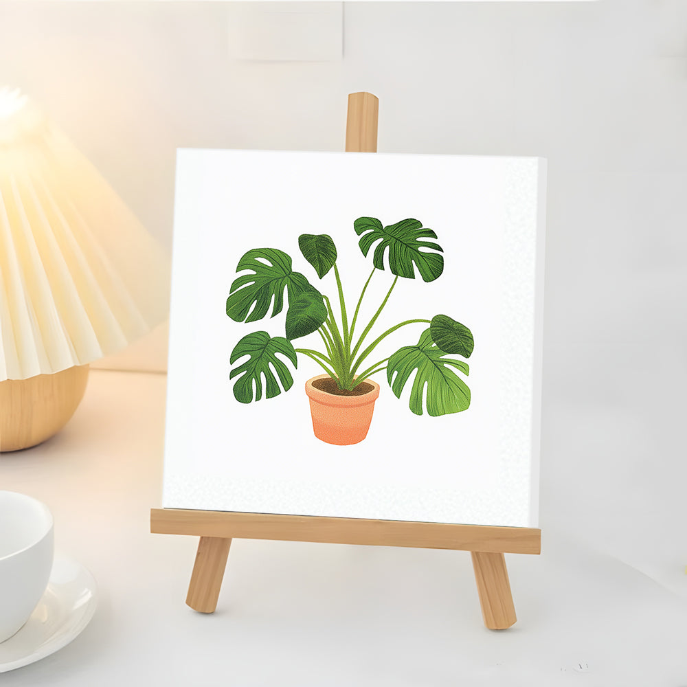 Planta Monstera Creciendo en Maceta Mini Pintar por Números