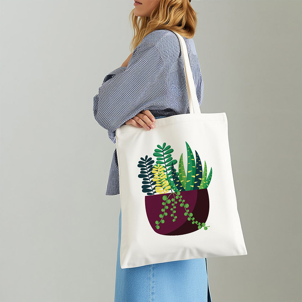 Planta Verde Pequeña en Maceta Bolsa de Lienzo Pintar por Números