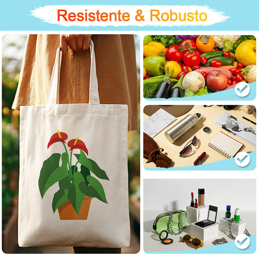 Plantas en Maceta con Flor Roja y Hoja Verde Bolsa de Lienzo Pintar por Números