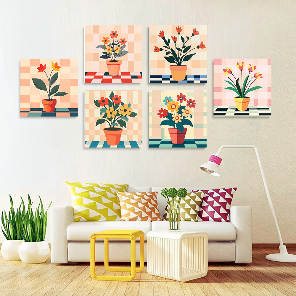 Plantas en Macetas 6 Partes Mini Pintar por Números