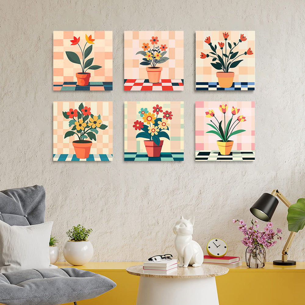 Plantas en Macetas 6 Partes Mini Pintar por Números