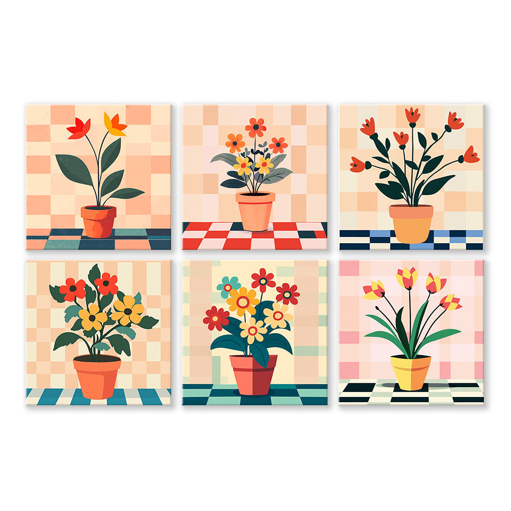 Plantas en Macetas 6 Partes Mini Pintar por Números