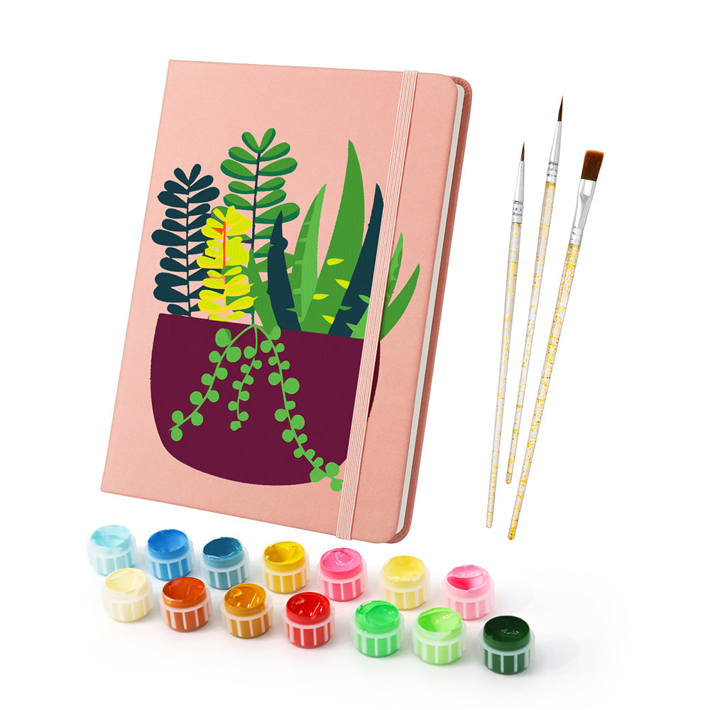 Plantas en Macetas de Color Verde Esmeralda Cuaderno Pintar por Números