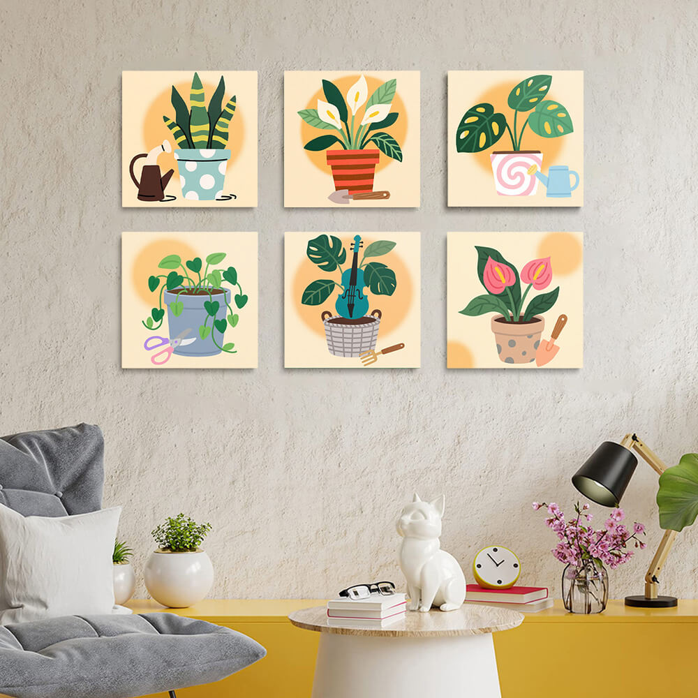 Plantas Tropicales en Maceta 6 Partes Mini Pintar por Números