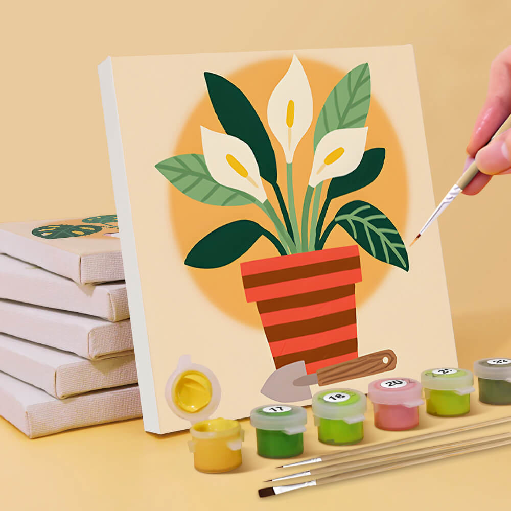 Plantas Tropicales en Maceta 6 Partes Mini Pintar por Números