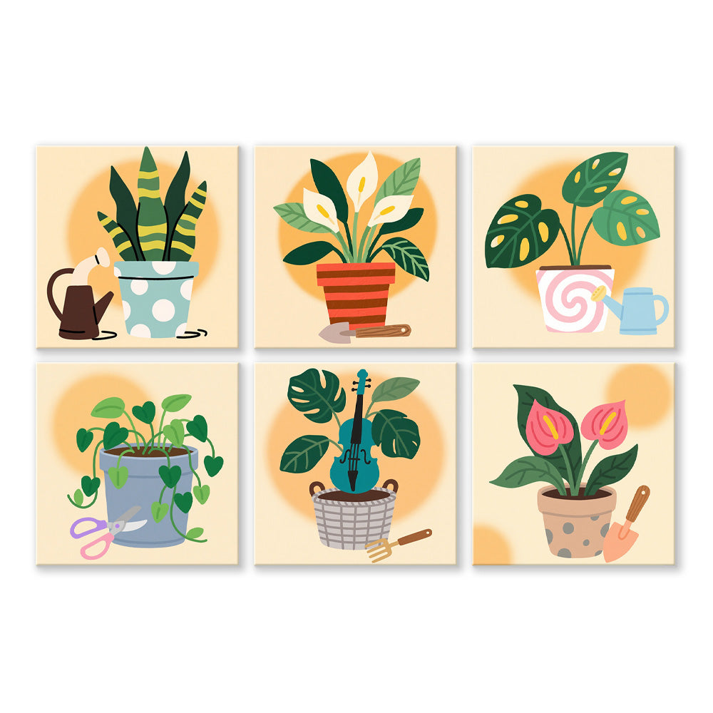 Plantas Tropicales en Maceta 6 Partes Mini Pintar por Números