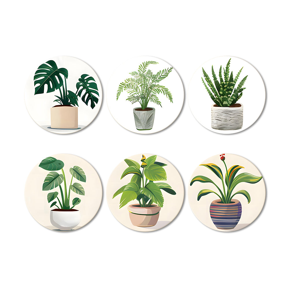 Plantas Tropicales en Maceta 6 Posavasos Pintar por Números