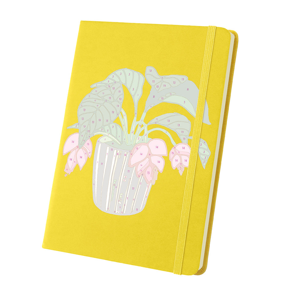 Plantas Verdes con Flores Rojas en Macetas Cuaderno Pintar por Números
