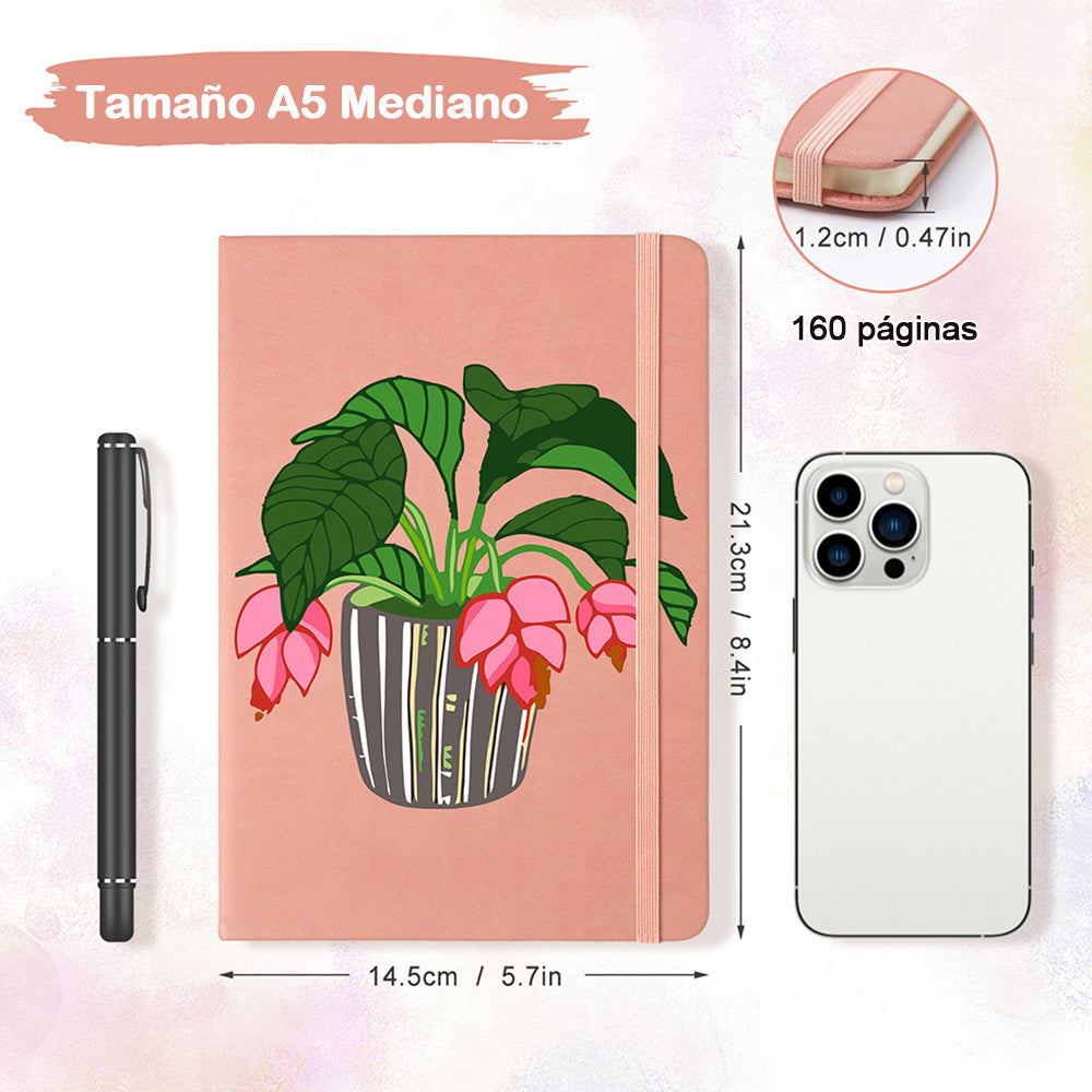 Plantas Verdes con Flores Rojas en Macetas Cuaderno Pintar por Números