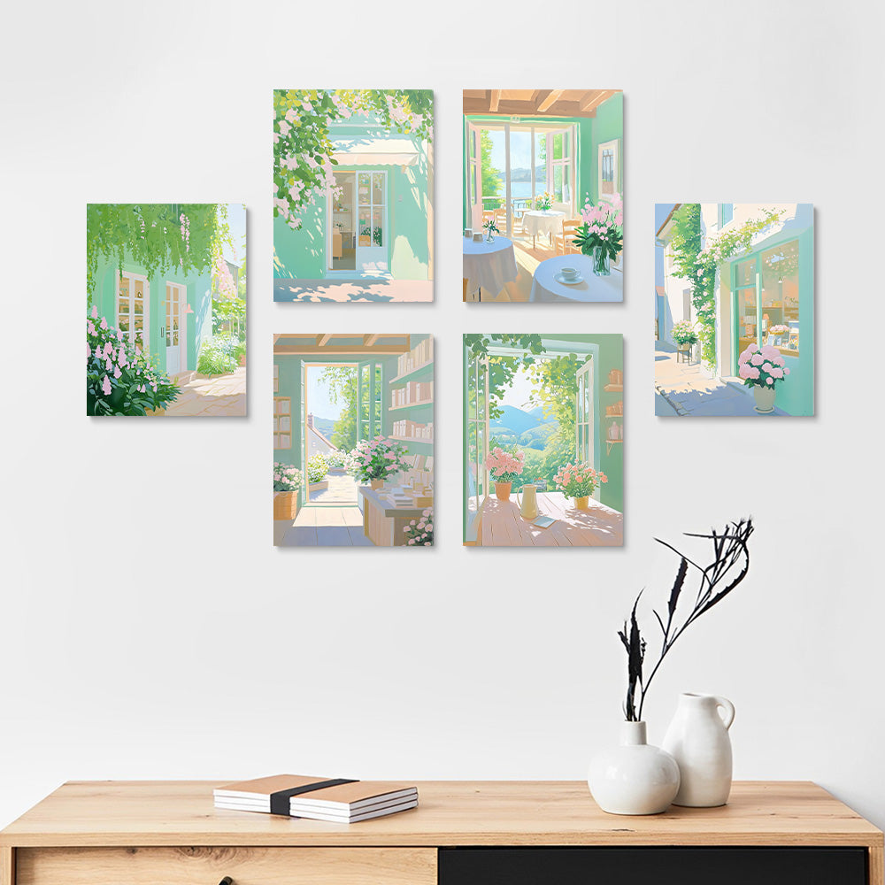 Plantas Verdes de Interior 6 Partes Mini Pintar por Números