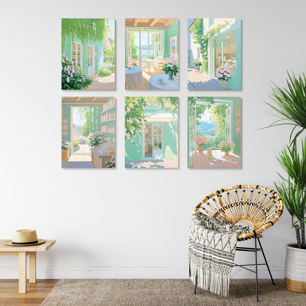 Plantas Verdes de Interior 6 Partes Mini Pintar por Números
