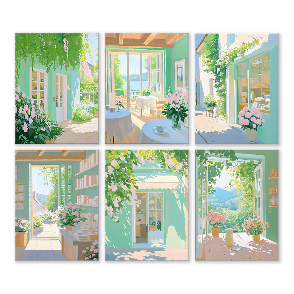Plantas Verdes de Interior 6 Partes Mini Pintar por Números
