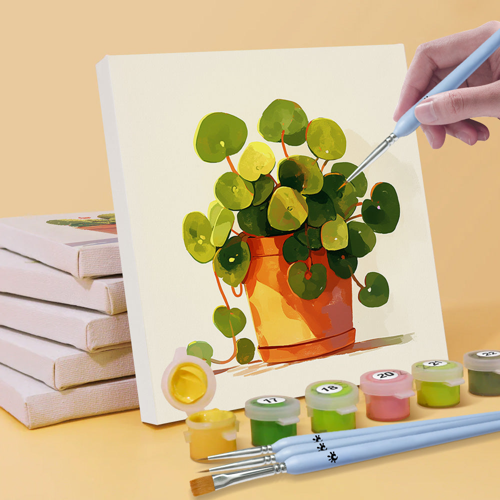 Plantas Verdes en Macetas 6 Partes Mini Pintar por Números
