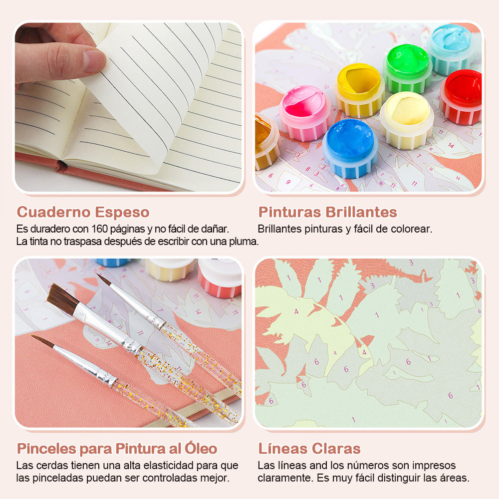 Plantas Verdes en Macetas Cuaderno Pintar por Números