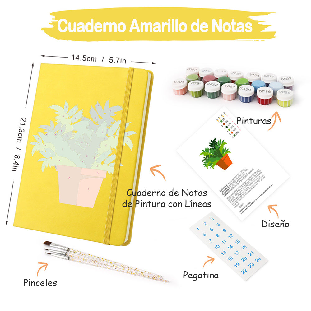 Plantas Verdes en Macetas Cuaderno Pintar por Números