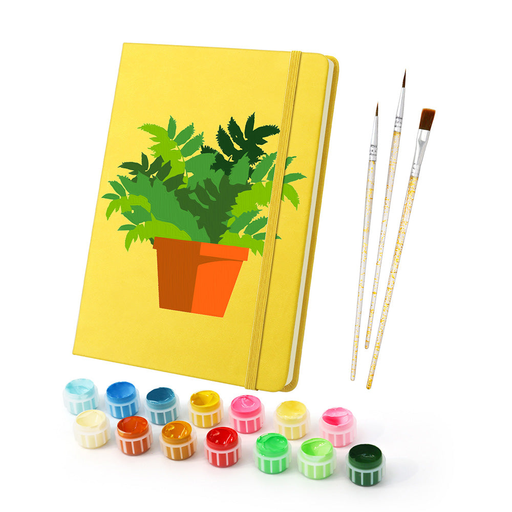 Plantas Verdes en Macetas Cuaderno Pintar por Números