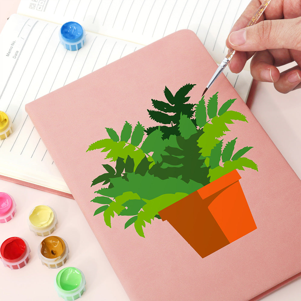 Plantas Verdes en Macetas Cuaderno Pintar por Números