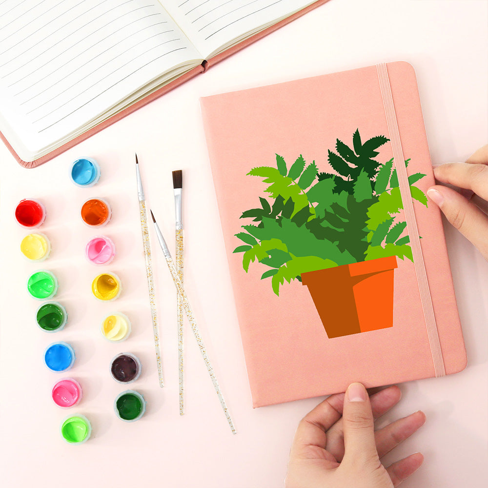 Plantas Verdes en Macetas Cuaderno Pintar por Números