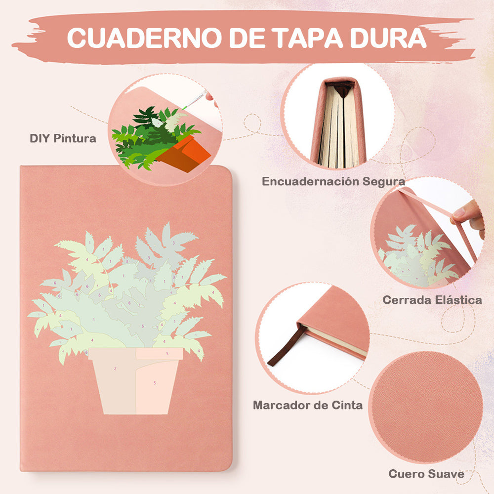 Plantas Verdes en Macetas Cuaderno Pintar por Números