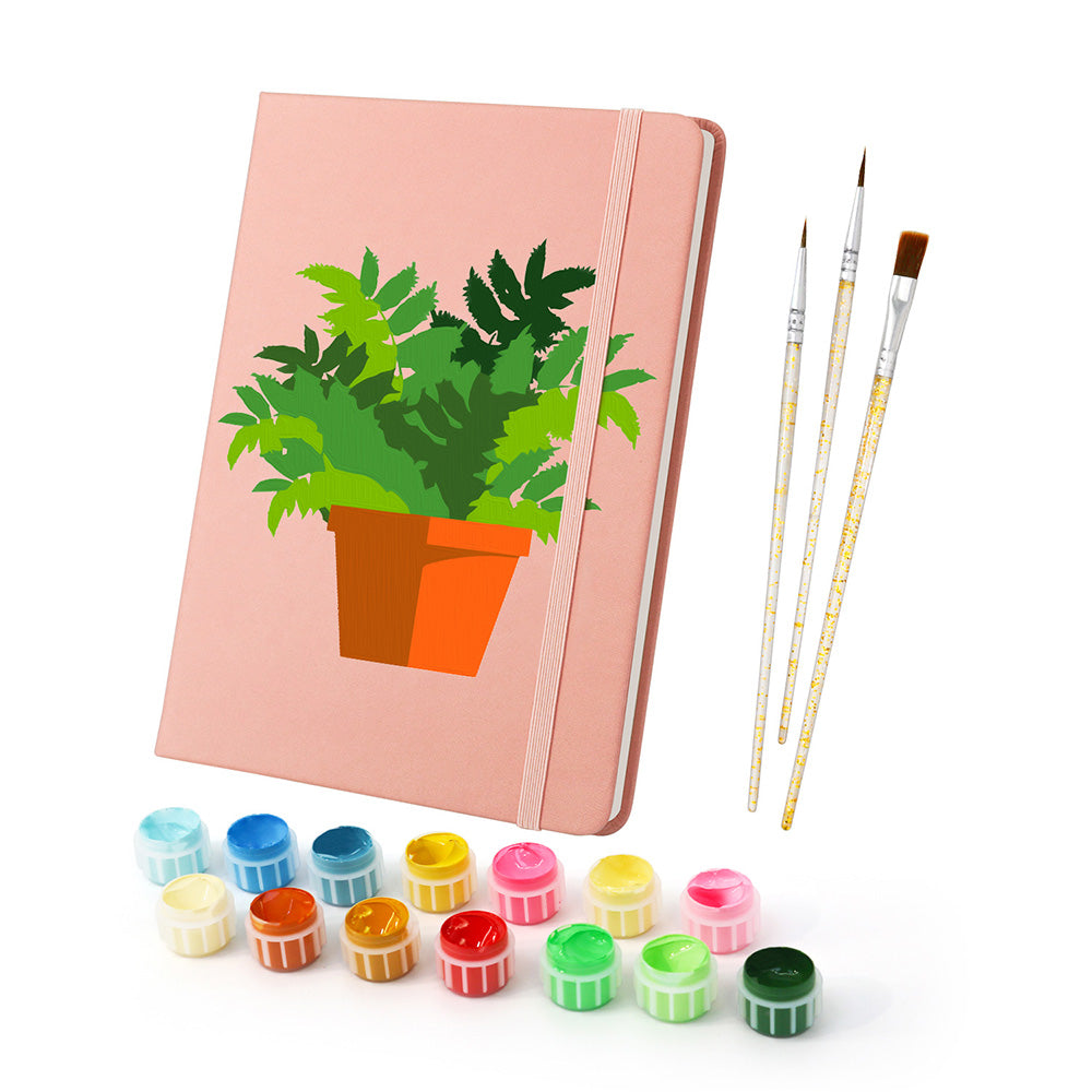 Plantas Verdes en Macetas Cuaderno Pintar por Números