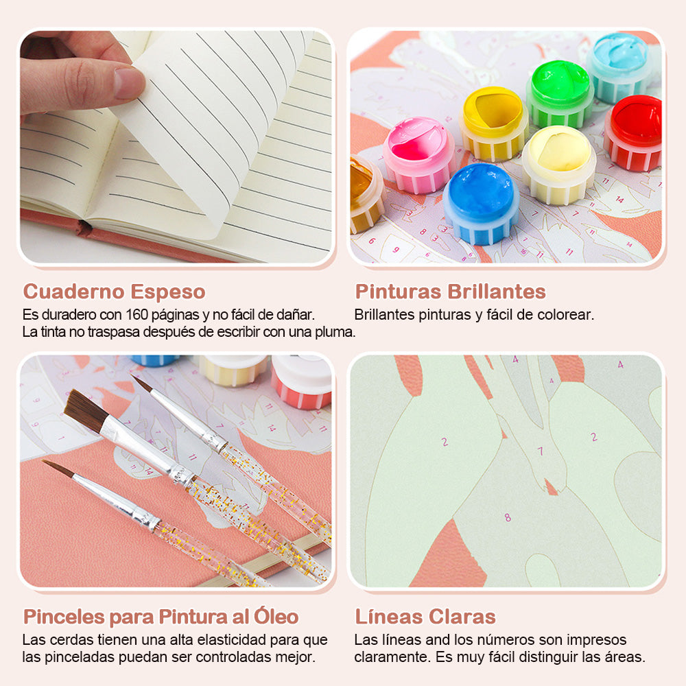 Plantas Verdes Florecientes en Maceta Cuaderno Pintar por Números