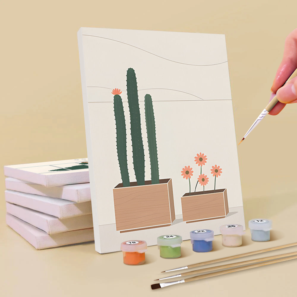 Plantas Verdes Simples y Tranquilas 6 Partes Mini Pintar por Números