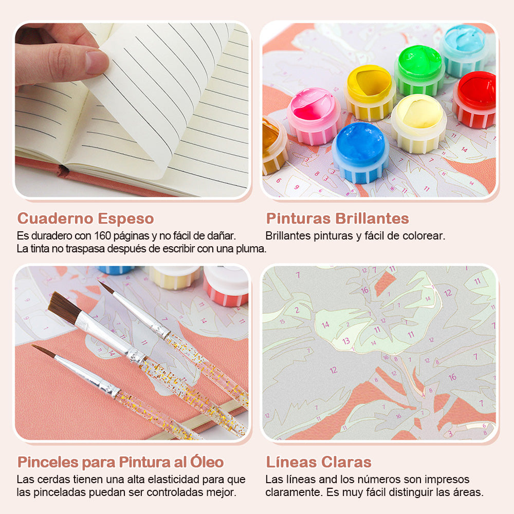 Plantas Verdes y Exuberantes en Macetas Cuaderno Pintar por Números