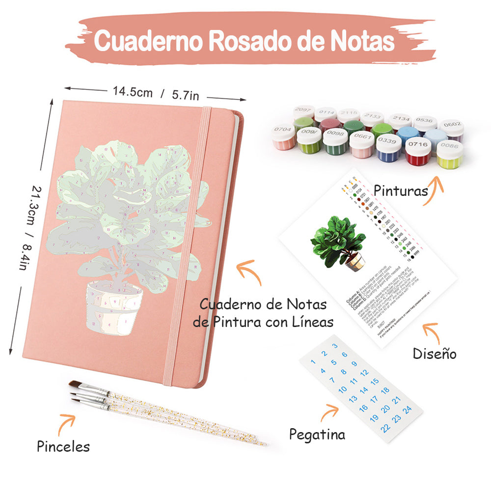 Plantas Verdes y Exuberantes en Macetas Cuaderno Pintar por Números