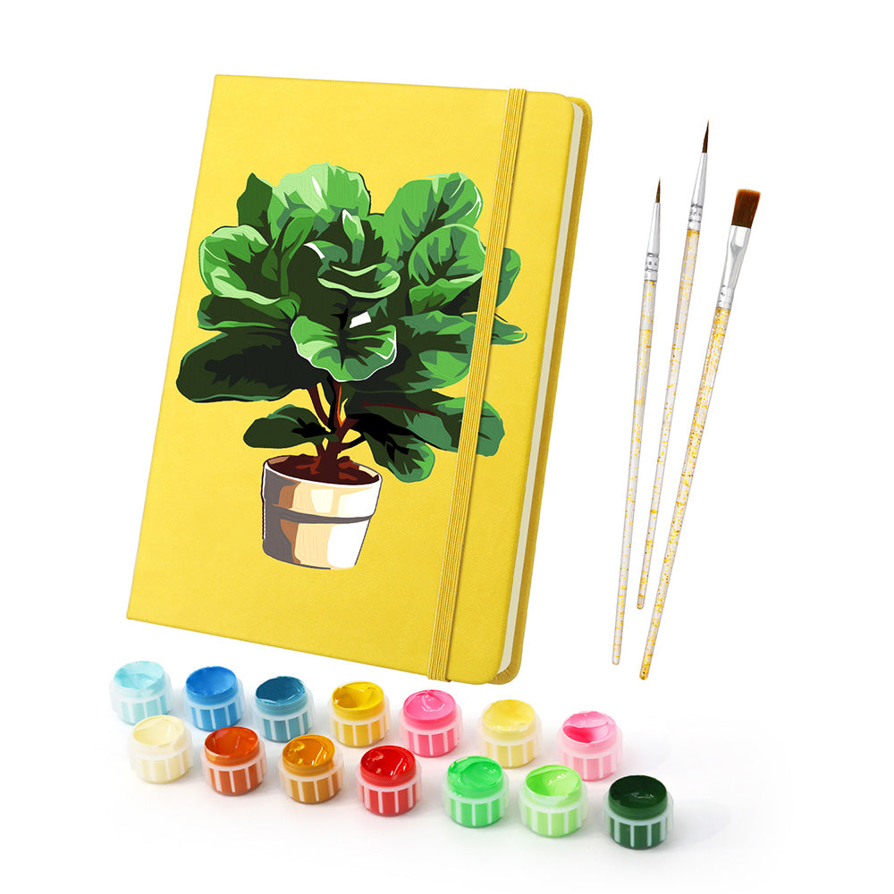 Plantas Verdes y Exuberantes en Macetas Cuaderno Pintar por Números