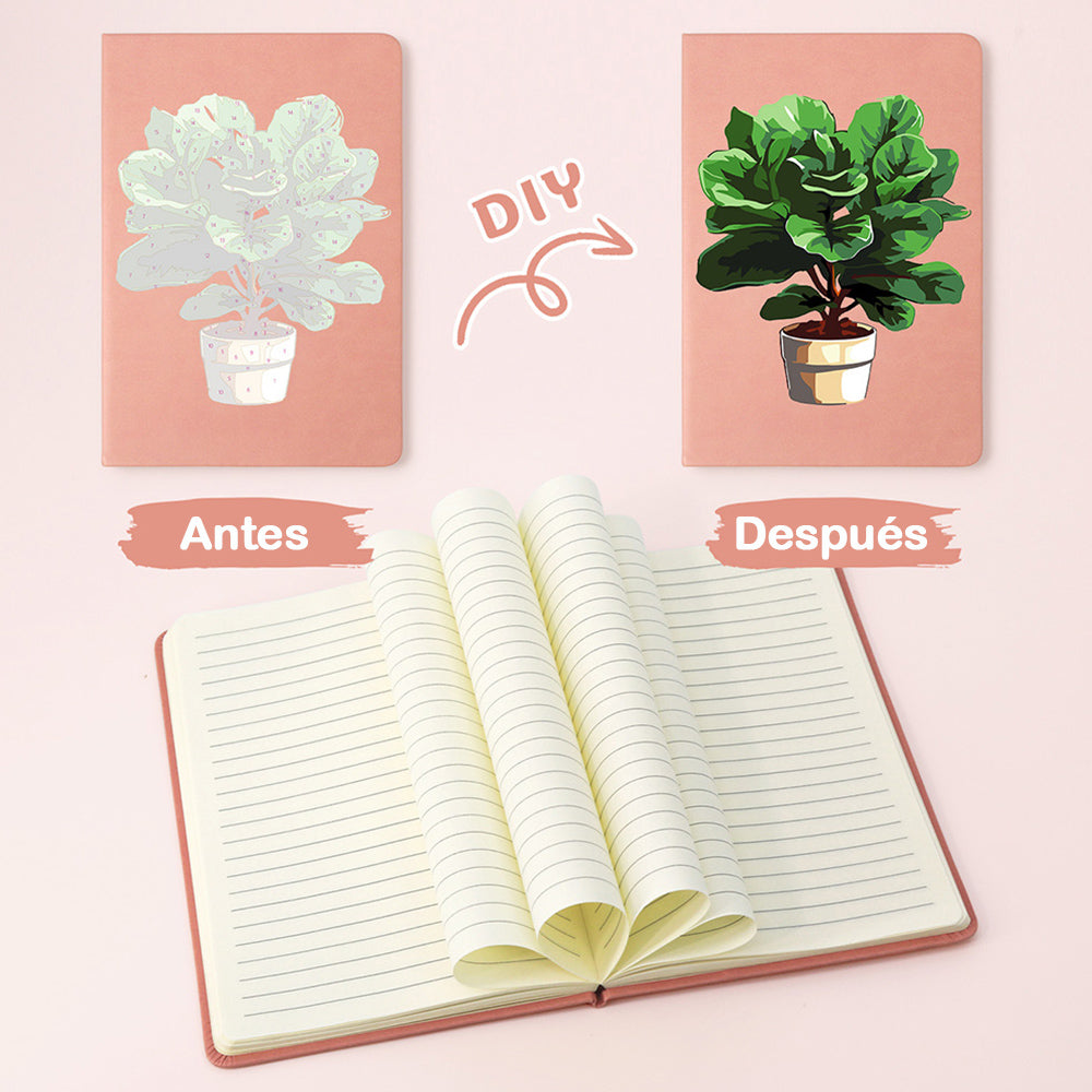 Plantas Verdes y Exuberantes en Macetas Cuaderno Pintar por Números