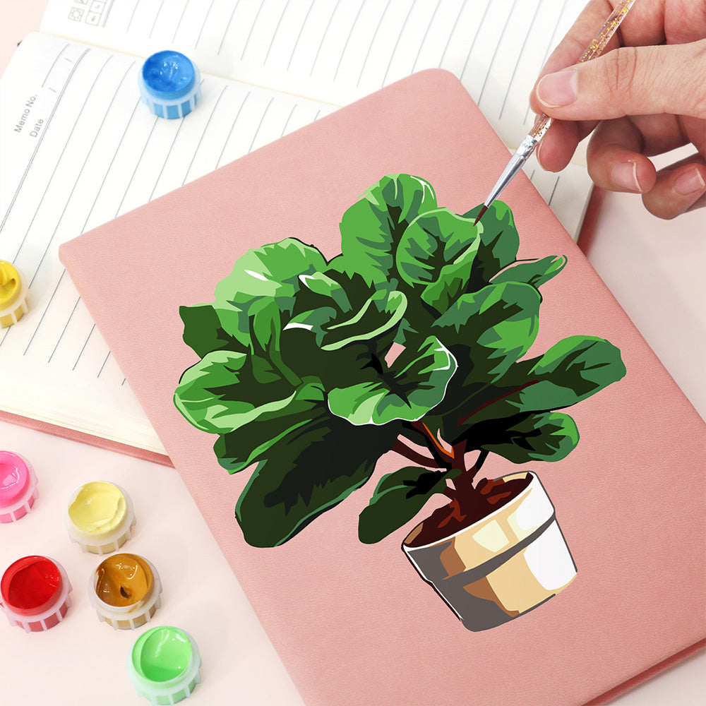 Plantas Verdes y Exuberantes en Macetas Cuaderno Pintar por Números
