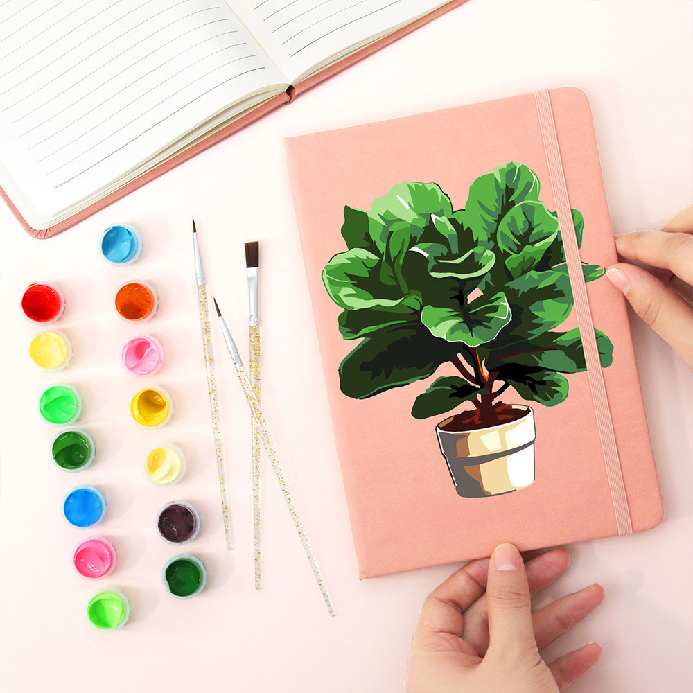 Plantas Verdes y Exuberantes en Macetas Cuaderno Pintar por Números